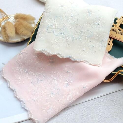 10Meters Light Pink Beige Chiffon Flower Embroidered Mesh Lace Trim Trimmings Dress Accessories Laces Sewing Crafts Fabric 20cm