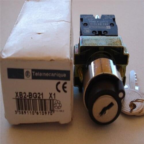 10Pcs/Lot XB2-BG21 2 Position 1 NO Normally Open 1 N/O Locked Maintained Key Operated Selector Switch