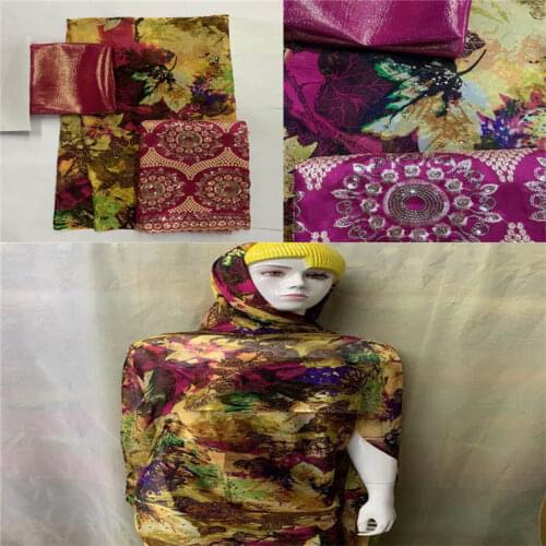 2+3+2Yards Soft Silk Fabric 2020 Fashion High Quality 100% Silk Printing Fabric Dress Cloth Material For Sewing Textile!LXF88122