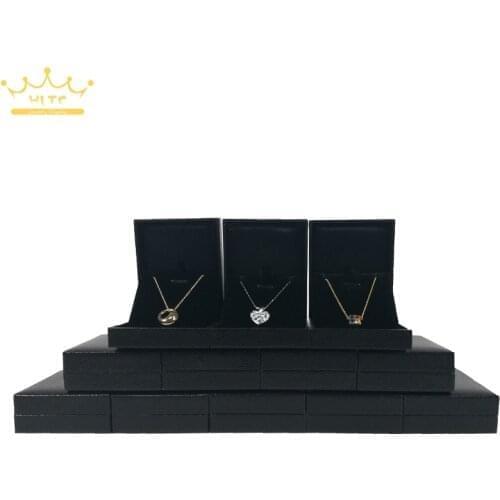 60pcs/lot Pendant Earrings Box Jewelry Gift Box Black Leatherette Accept Custom 6.5*8*2.8cm