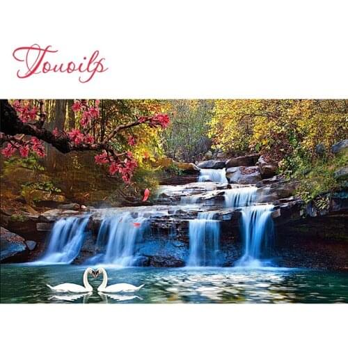 TOUOILP waterfall 5D Diamond Painting Full Square/Round Drill"forest swan "3D Embroidery Cross Stitch Mosaic Home Decor