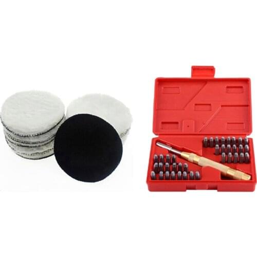 1 Set Automatic Letter Number Stamping Metal Punch Stamp Tools Kit & 10 Pcs 125 mm Car Polishing Pad