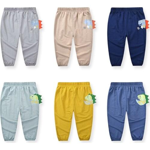 Boys Trousers Pants Leggings Anti Mosquito Summer Spring Clothing Cute Cartoon Dinosaurs Outfit Children Full Pants