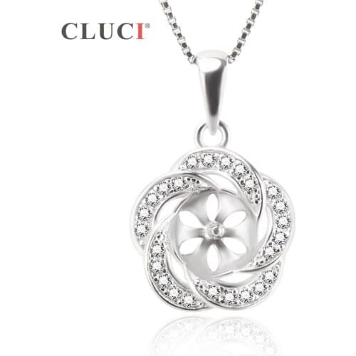 CLUCI Valentines Day Gift 925 Sterling Silver Rose Fine Jewelry Pendant Mounting Jewelry Elegant style Choker Collars SP185SB