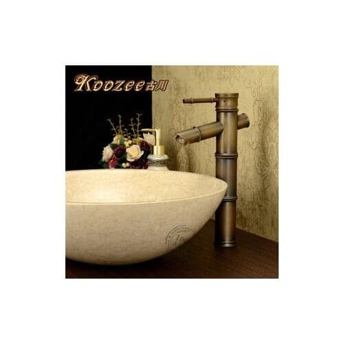 Furukawa European classical retro single handle single hole hot and cold all-copper green bronze brushed antique table basin fau