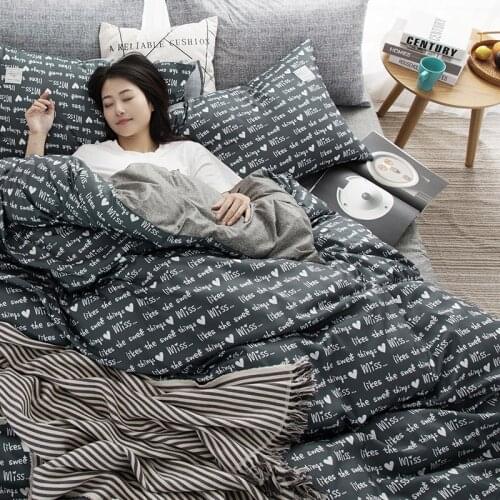 Fashion Black Gray Bedding Bedding Set Contains Sheet Duvet Cover Pillowcase Bed Sheet Family Use Twin Queen King Bed Set 4PCS