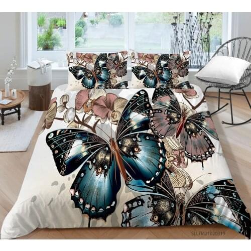 Hot Style Soft Bedding Set 3d Digital Butterflies Printing 2/3pcs Duvet Cover Set Single Twin Double Full Queen King Bedclothes