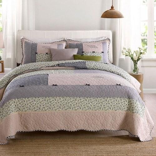 Quality Cotton Bedspread Quilt Set 3pcs Coverlet Korea Patchwork Quilts Aircondition Bed Cover King Queen Size Bedding Blanket