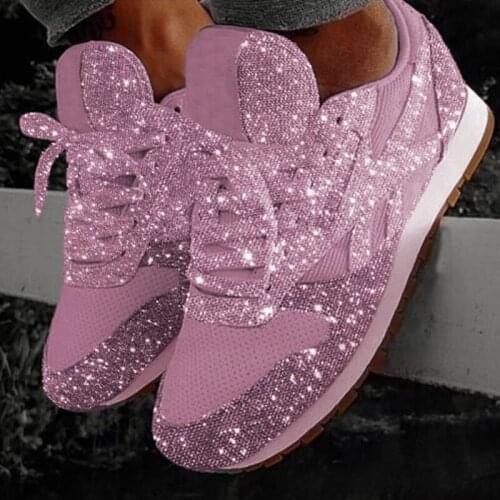 Lace Up Vulcanized Shoes Fashion Women Sneakers Bling Sparkly Platform Breathable Ladies Casual Shoes For Women Zapatos De Mujer