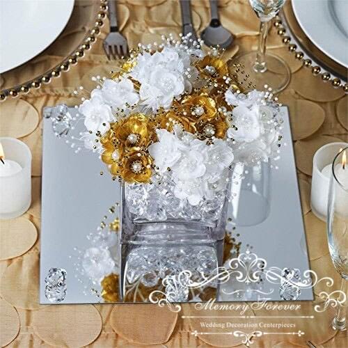 12 Inch 3 mm Thick Square Acrylic Mirror Wedding Party Table Decorations Centerpieces Bling Event Ceremony Anniversary Decor