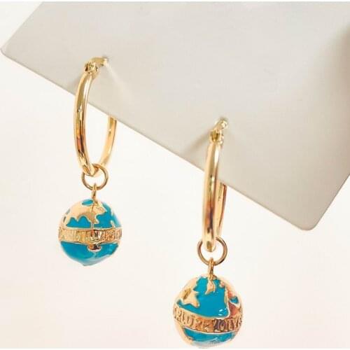Fashion Designer Earth Earrings 2021 New Statement Blue Globe Earings Jewelry Wholesale