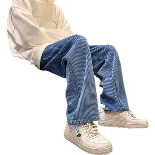 Mens Corduroy Pants Sweatpants Sport Jogger Baggy Casual Hip Hop Trousers