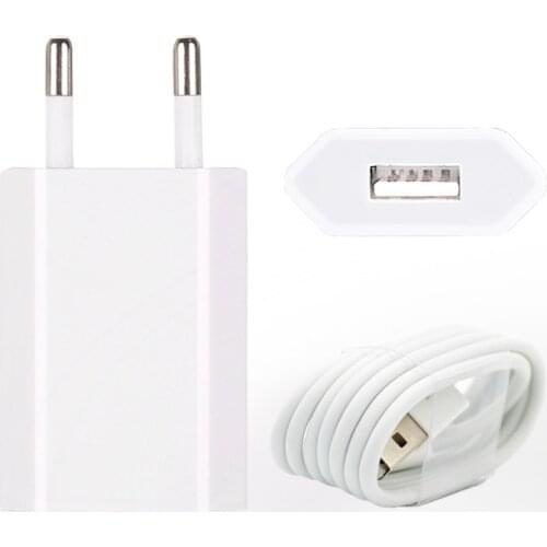 AAA TYPE EU Plug Wall AC USB Charger For Apple iPhone 5 5S 5C 6 6S 7 X XS For iPhone 8 Pin USB Charging Cable + Charger Adapter