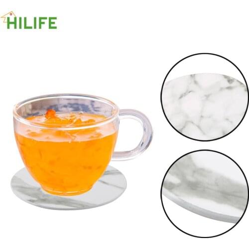 Irregular Marble Pattern Heat Non-slip Insulation Mats Northern Europe Cup Mat Pad Leather Coaster