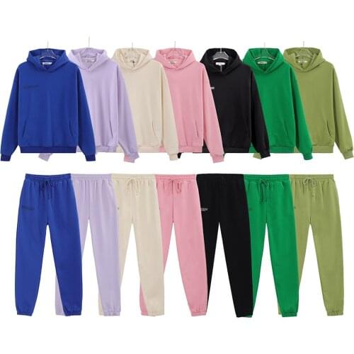 Solid Fleece Hoodies Sweatpants Women Kids Hooded Sweatshirts Two Pieces Sets 100% Cotton Letter Print Family Matching Outfits