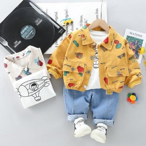 0-5 Year Spring Autumn Boy Girl Clothing Set 2021 New Fashion Active Coat+Shirt+Pant Kid Children Baby Toddler Boy Girl Clothing