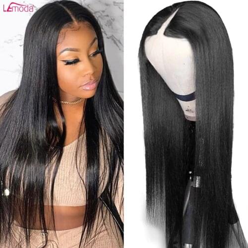 Straight Wig U Part Human Hair Wig For Black Women Glueless Full Head Clip in Half Wig Can Be Permed Dye 28Inch Lemoda Hair
