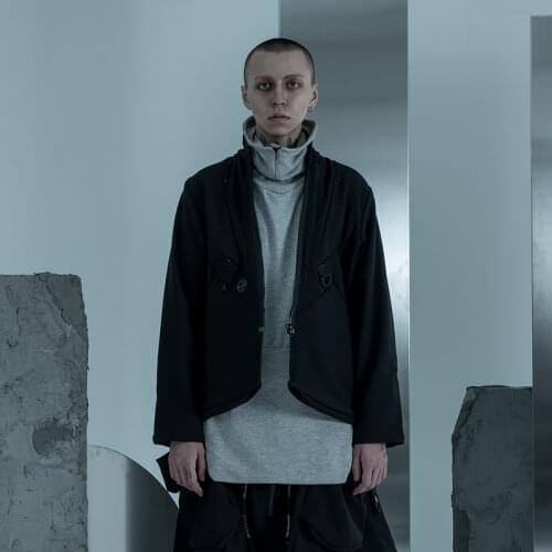 Pupil travel spring autumn kimono jacket short zipper techwear aesthetic ninjawear postapocalyptic goth punk