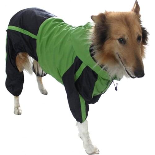 Pet Raincoat Hooded Design Breathable Waterproof Dog Four-legged Raincoat for Outdoor Raincoat Jumpsuit Reflective Rain Coat