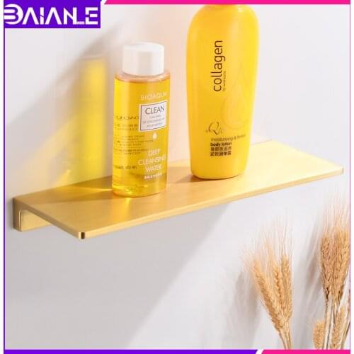 Bathroom Shelf Organizer Brass Corner Storage Holder Shelves Bathroom Accessories Creative Shower Shampoo Rack Wall Mounted