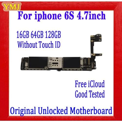 Full unlocked for iphone 6S 6 S Motherboard With/No Touch ID,100% Original for iphone 6S Mainboard with Chips,16G 32G 64G 128G