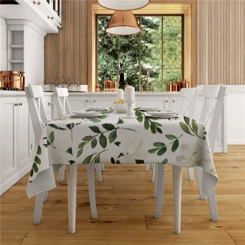 Small Flower Printed Tablecloth Plant Pattern Linen Party Banquet Decor Table Cover Oil-proof Washable Placements Home Decor