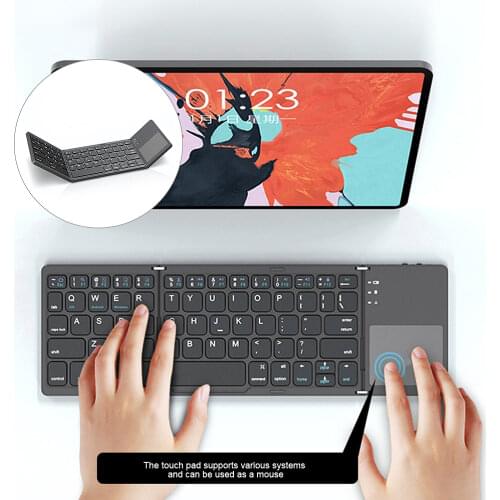 Mini Foldable Wireless Keyboard For Macbook ipad Phone Tablet For Bluetooth-compatible Keyboard and Mouse For Samsung Xiaomi PC