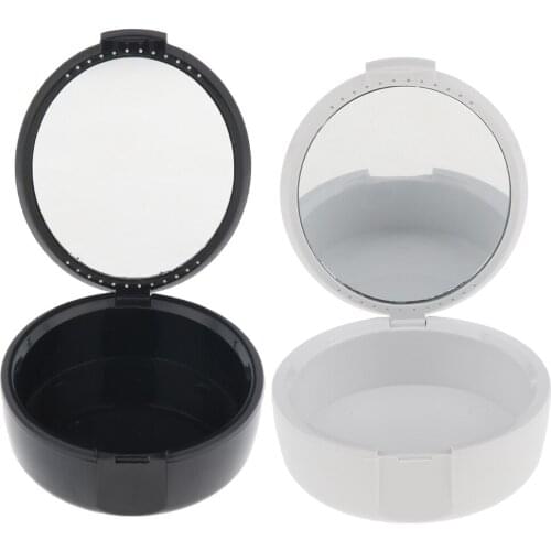 Sports Mouth Guard Case with Mirror, Orthodontics Retainer Case, Denture Storage Box (2 Pack)