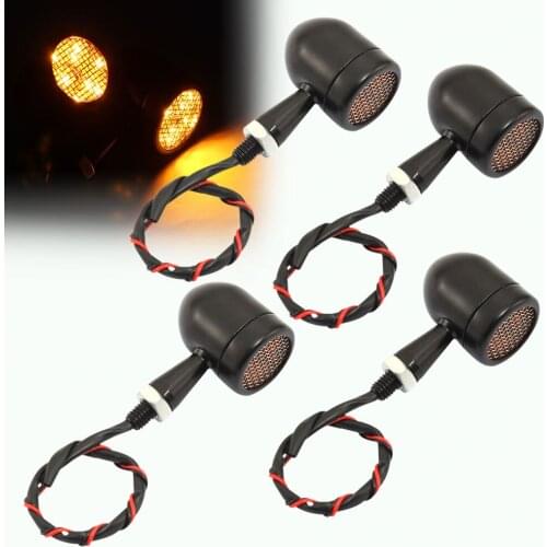 Motorcycle Retro Aluminum 12V LED Turn Signal Brake Light Mesh Lens Fit For Harley Chopper Bobber For Yamaha Honda