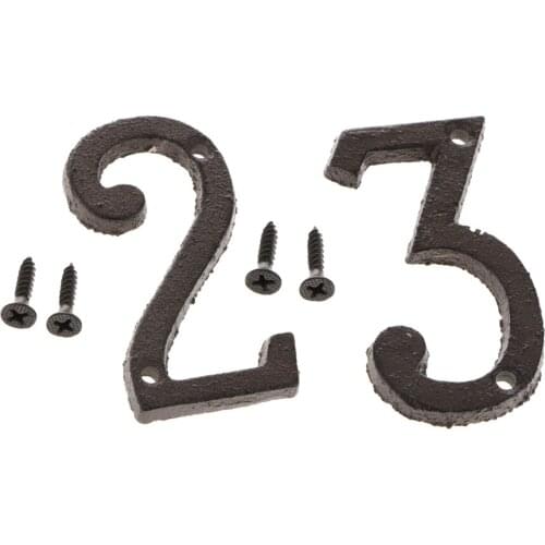 2pcs Wrought Iron Antique Metal House Office Garden Street Door Number Sign Plaque DIY Digit Plate 2 3