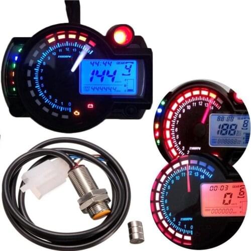 Motorcycle general LCD gauge, two-color adjustable speed electronic digital mileage indicator speedometer