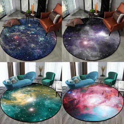 Gorgeous Starry Universe Series 3D carpet Living room bedroom non-slip circular floor mat plush round rug custom made door mat
