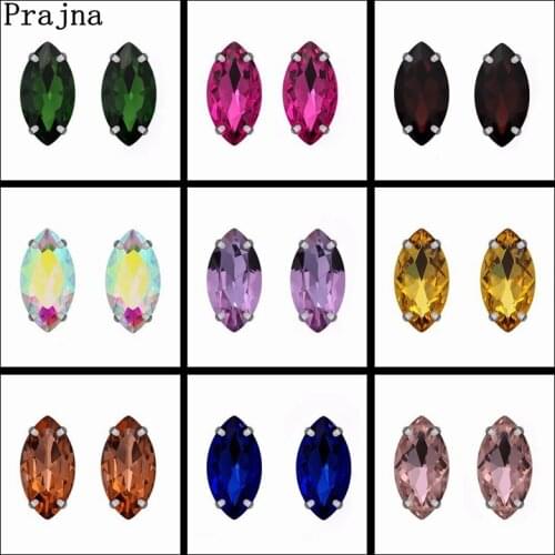 Prajna High Quality Horse Eye Shape Sew On Rhinestone Glass rhinestones For Craft Crystal Strass For Wedding Dress DIY Accessory