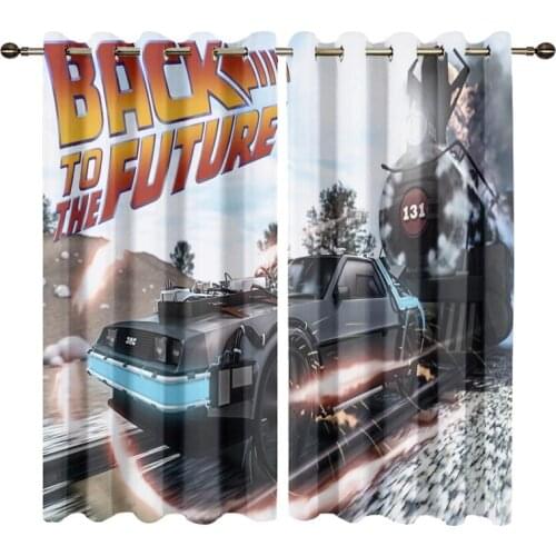 Back to the Future Printed Window Curtains for Living Room Bedroom Custom Window Treatment Room Darkening Drapes