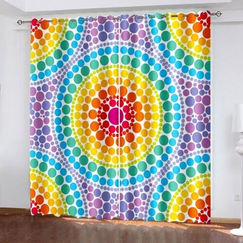 Living Room Shading Decorative Curtain Color Totem Pattern Home Textile Decoration Bedroom Grommet Curtains