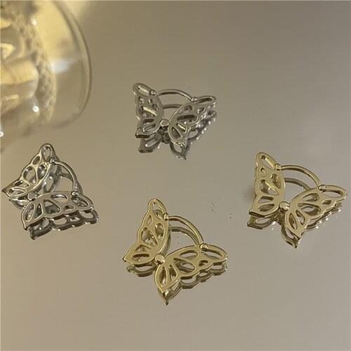 Origin Summer Minimalist Butterfly Hollow Out Butterfly Hoop Earring for Women Girls Gold Silver Color Metal Earring Jewellery