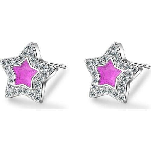 WYJZY Star inlaid zircon ladies earrings sweet cute style ladies casual accessories exquisite surprise gift jewelry