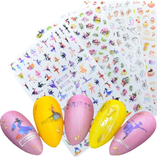 1 Sheet 3D Acrylic Nail Sticker Beautiful Dancing Gril Ultra Thin Adhesive Decals Nail Art Slide Decoration Decals