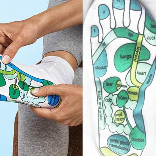 1 Pair Micro Elastic Reflexology Sock Acupressure Socks Physiotherapy Massage Relieve Reflexology English Illustration Socks