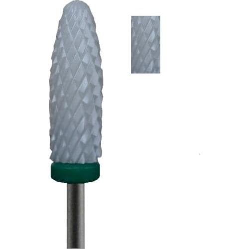 1pcs White Ceramic Nail Drill Bit - Long Flame Bit - C