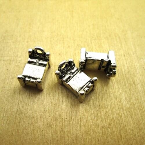 15pcs--18x11x4mm bed Charm 3D bed Charms Pendants DIY necklace/ bracelets charms antique silver tone