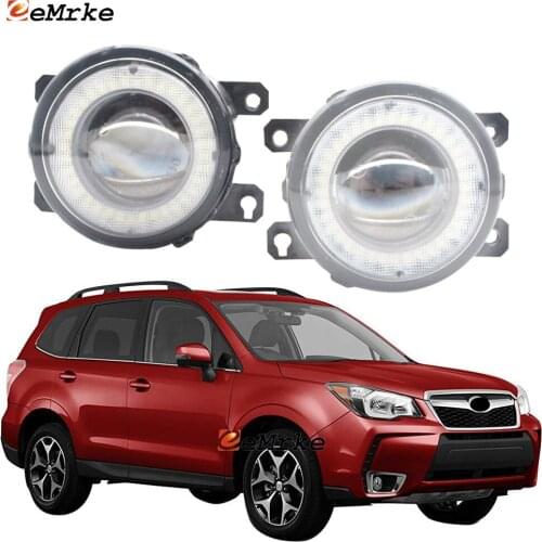 2 Pieces Car Lens LED Fog Lights Assembly Angel Eye DRL Daytime Runinng Light Lamp for Subaru Forester SJ XT 2014 2015 2016