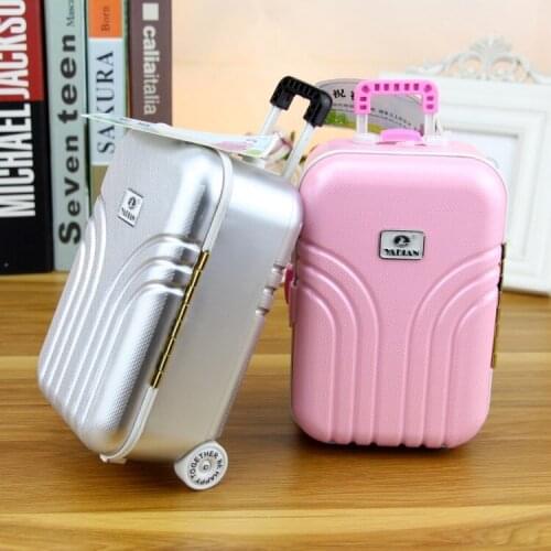 2pcs lot unique plastic travel luggage design piggy coin money bank Baby shower Birthday gifts