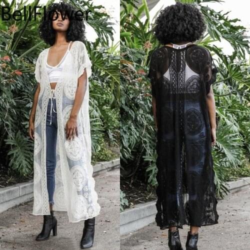 2021 White Bikini Cover Ups Sexy Belted Summer Dress Short Sleeve See Through Pareo Beach Black Swimwear Cover Up Women