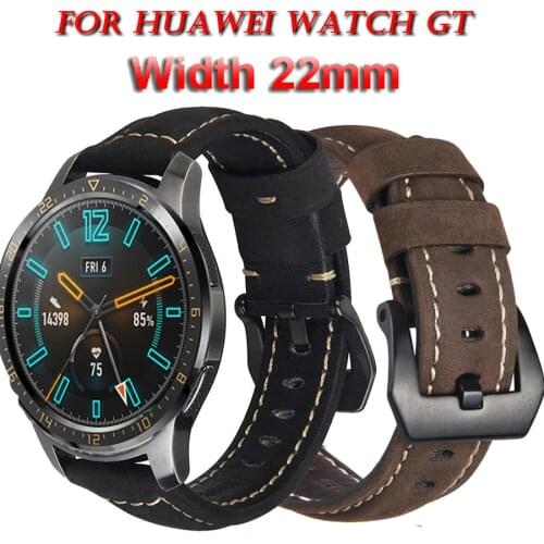 22MM Watchband Retro Genuine Leather Band For HUAWEI WATCH GT 2 2e Smart Watch Replacement Bracelet Strap Watchband