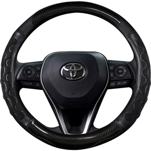 38CM PU Leather Steering Wheel Cover for Toyota Corolla Fortuner Sequoia Auris Avensis YARIS Vios Celica 86 Auto Accessories