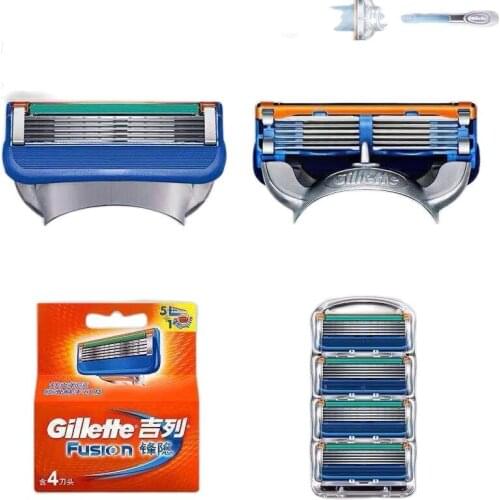 4pcs/lot Razor Blade For Men Face Care 5Layers Shaving Cassette Stainless Steel Safety Blades Suit Gillette Fusion