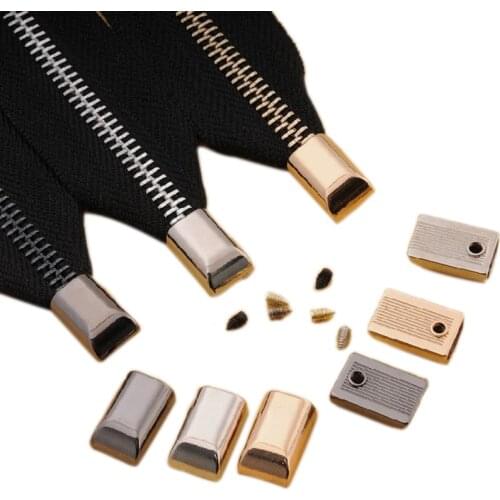 50 Pcs Metal Zippers Pull Tail Lock Clip Buckles Zipper Cord Stop Plug Head Screw DIY Crafts Bags Leather Hardware Accessories