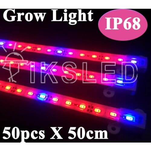 50cm 50pcs/lot DC12V IP68 Waterproof Grow Light Aquarium greenhouse Hydroponic plant blue and red led strip grow light Red bule