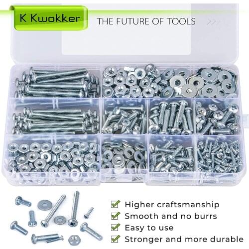651pcs Screws Assorted Nuts and Bolts and Washers #8-32#6-32#2-1/2 Machine Screw Phillips Pan Head Cabinet Door and Drawer Screw